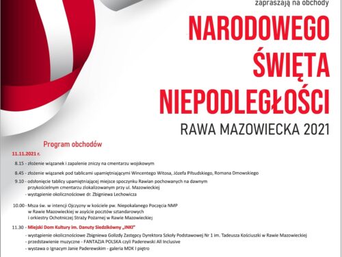 Program uroczystości z okazji Święta Niepodległości w Rawie Mazowieckiej
