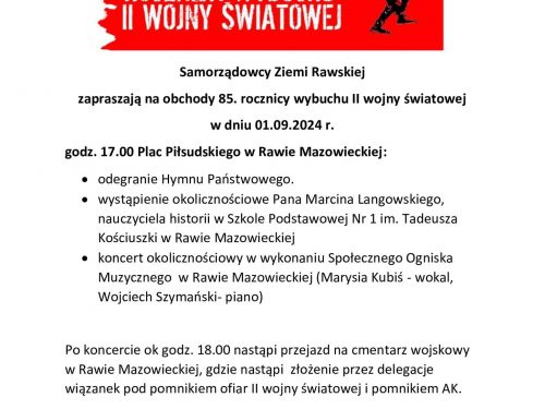 85. rocznica wybuchu II wojny światowej. Obchody w Rawie