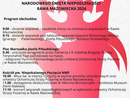 Zaproszenie na uroczystości Święta Niepodległości w Rawie