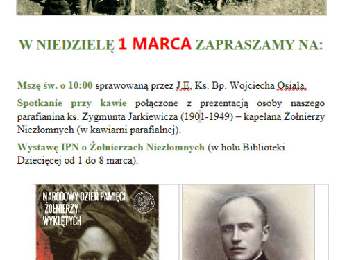 Narodowy Dzień Pamięci „Żołnierzy Wyklętych”. Zapraszamy na uroczystości do parafii pw. NP NMP