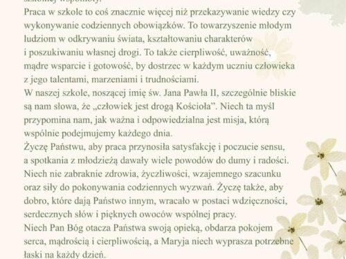 Życzenia dla Nauczycieli i Pracowników „Katolika”